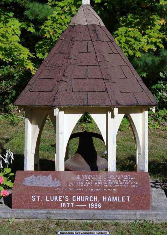 Bell Tower Memorial at St. Luke's Cemetery, Hamlet, Ontario